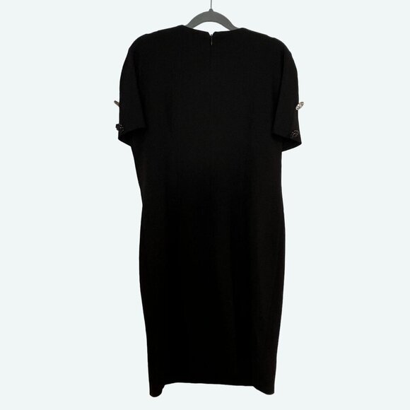 Badgley Mishka Studio Little Black Shift Dress‎ Rhinestone Button Details Medium - Picture 5 of 9